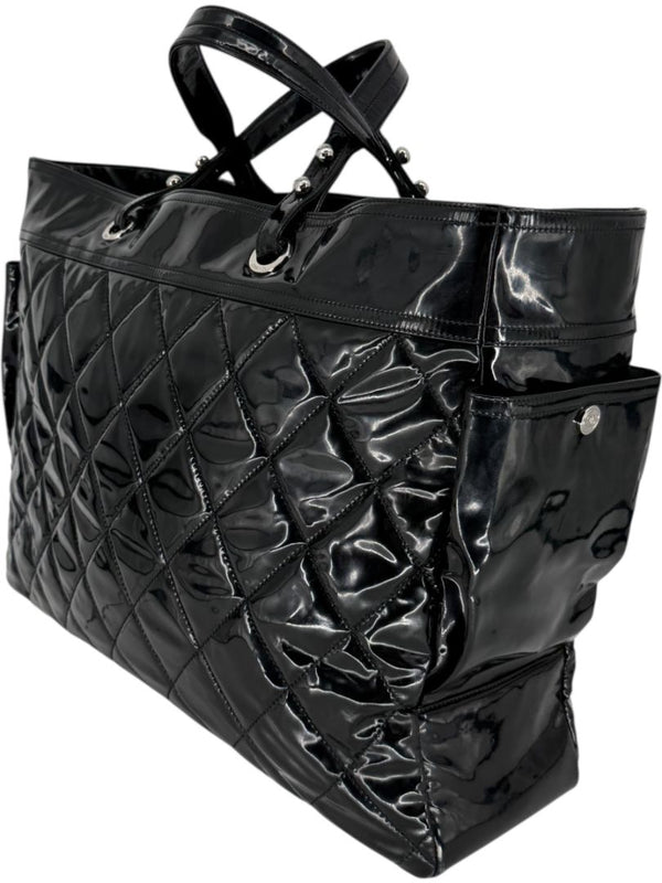 Chanel Paris-Biarritz XL Tote in Black Patent Vinyl