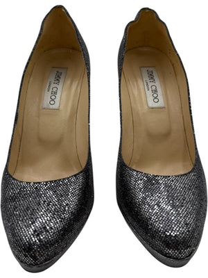 Jimmy Choo Black & Silver Glitter Dégradé Pumps – Size 39