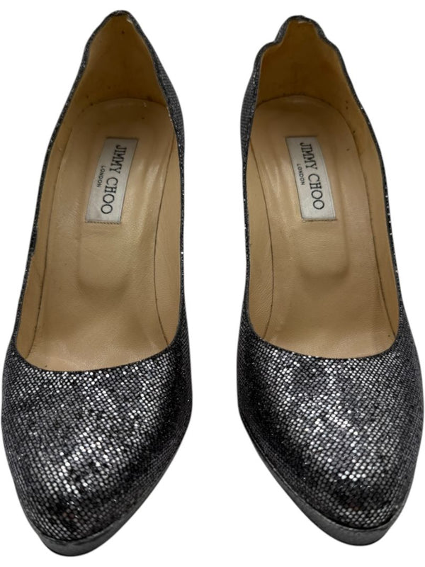 Jimmy Choo Black & Silver Glitter Dégradé Pumps – Size 39