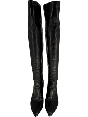 Prada Black Leather Knee-High Boots – Size 39.5