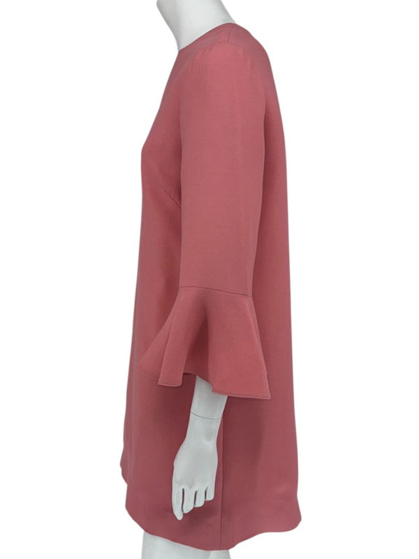 Valentino Rose Pink Crepe Ruffle Sleeve Shift Dress – Size 10