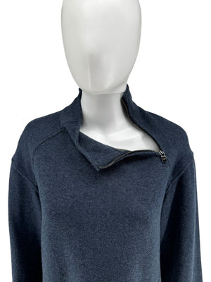 Loro Piana Blue Cashmere Funnel Neck Tunic with LP Zip – Size M