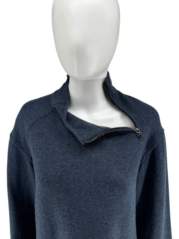 Loro Piana Blue Cashmere Funnel Neck Tunic with LP Zip – Size M