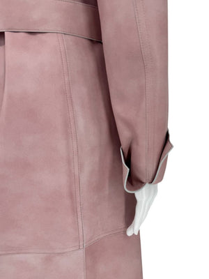 Akris Lamb Nappa Leather Moto Trench in Dusty Rose – Size 8