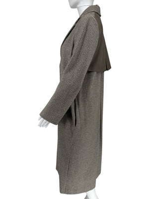 Agnona Houndstooth Belted Wool-Cashmere Trench Coat – Size IT 40
