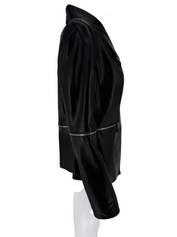 Pamella Roland Black Leather Moto Jacket - Large