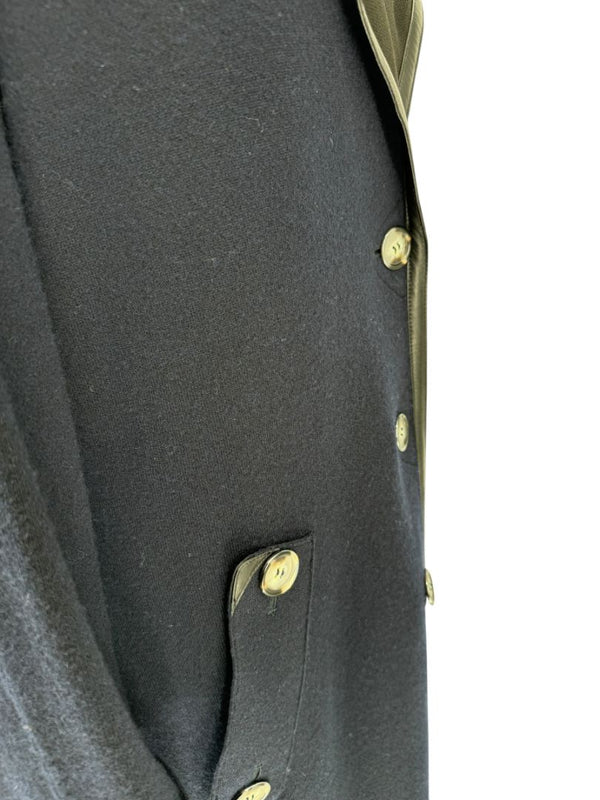 Giorgio Armani Navy Wool-Cashmere Coat with Leather Trim – Size 44