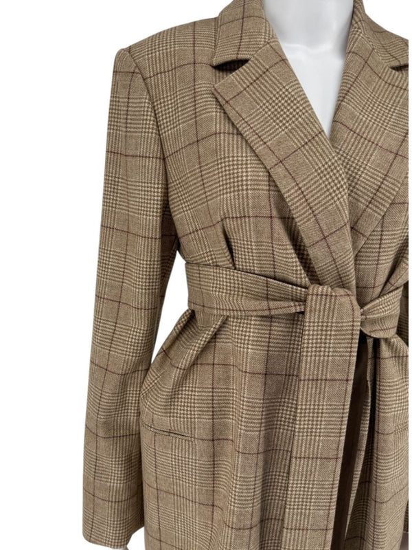Kiton Wool-Cashmere Plaid Belted Blazer & Drawstring Trousers – Size IT 44