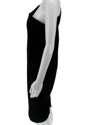 Pamella Roland Black Beaded One-Shoulder Cocktail Dress - Large