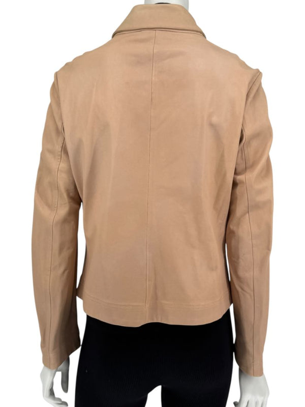 Piazza Sempione Blush Lamb Leather Moto Jacket – Size IT 46