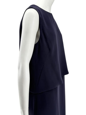 Max Mara Navy Draped Overlay Shift Dress – Size IT 46 (US 12)