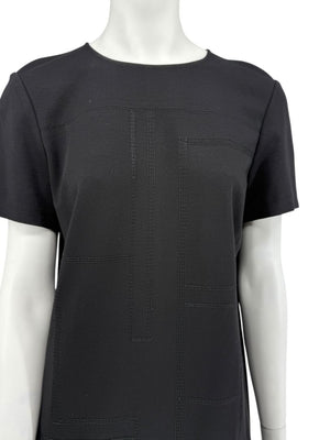 Lafayette 148 Black Textured Knit Shift Dress - Size M