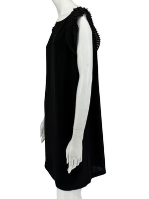 Lafayette 148 Black Shift Dress with Pleated Ruffle Sleeves – Size M