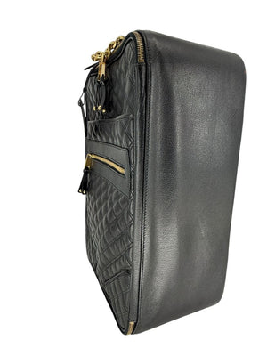 Marc Jacobs Quilted Black Leather Carry-On Suitcase – 20.8" x 14.2" x 8.3"