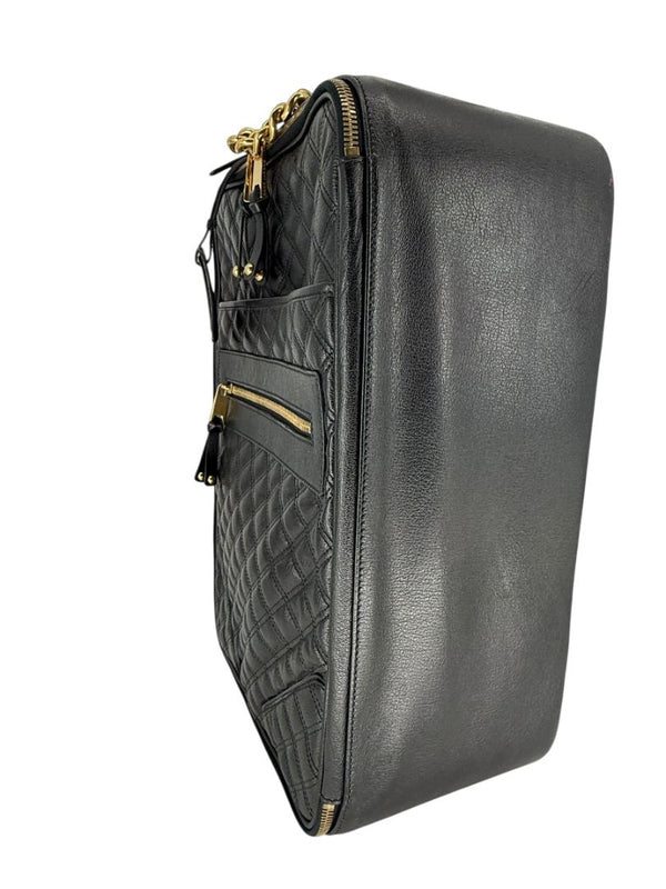 Marc Jacobs Quilted Black Leather Carry-On Suitcase – 20.8" x 14.2" x 8.3"