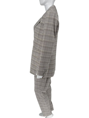 Gabriele Hearst Plaid Wool Blend Pantsuit – Size 46