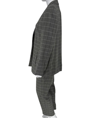 A-K-R-I-S Punto Grey Windowpane Wool Pantsuit – Jacket Size 8, Pants Size 10