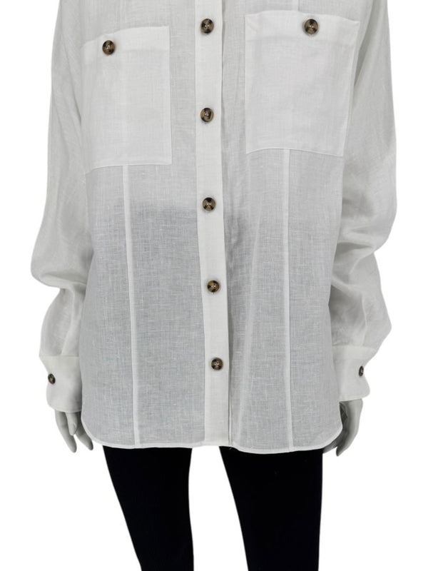 WOERA White Linen Button-Up Shirt – Size M