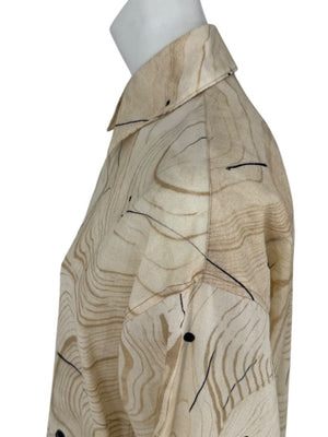 Lemaire Beige Woodgrain Print Button-Up Shirt – Size XS