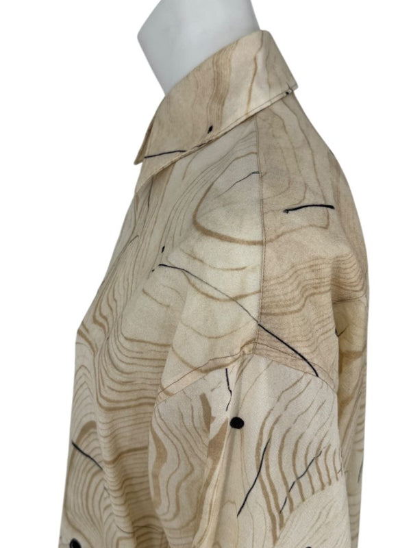 Lemaire Beige Woodgrain Print Button-Up Shirt – Size XS