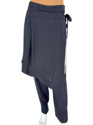 Oscar de la Renta Black Asymmetric Overlay Pants – Size 10- NWT