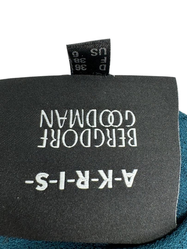 Akris Teal Double-Breasted Blouse & Skirt Set – Size 6 Top / Size 10 Skirt