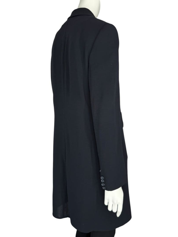 Akris Navy Wool-Blend Double-Breasted Longline Blazer Coat – Size US 8