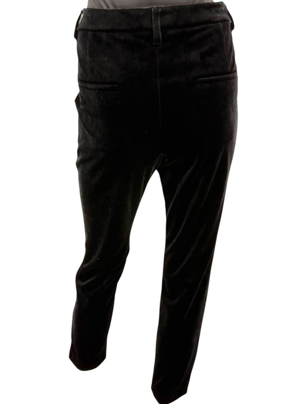 Brunello Cucinelli Black Velvet Side-Zip Ankle Pants - Size IT 46 / US 10