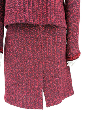 St. John Collection Red & Burgundy Knit Skirt Suit - Size 6