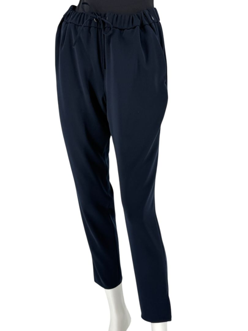 Akris Punto Navy Elastic Waist Trousers with Ankle Slit – Size US 8