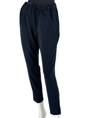Akris Punto Navy Elastic Waist Trousers with Ankle Slit – Size US 8