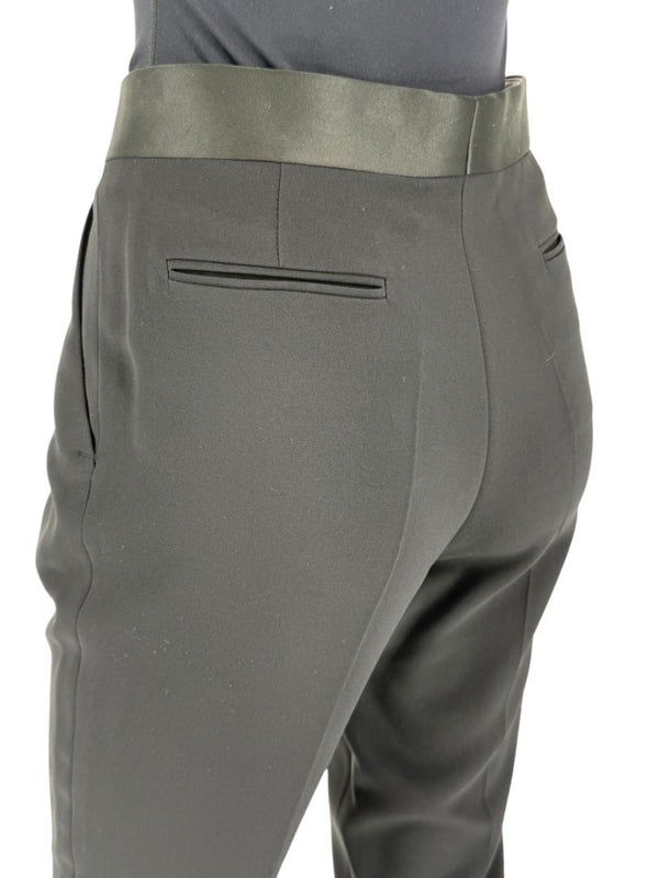 Céline Black Cropped Trousers with Satin Waistband – Size IT 42