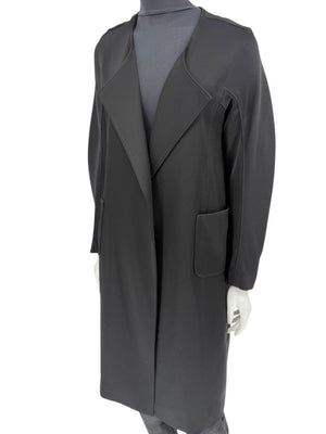 Pamella Roland Black Open-Front Longline Coat – Large