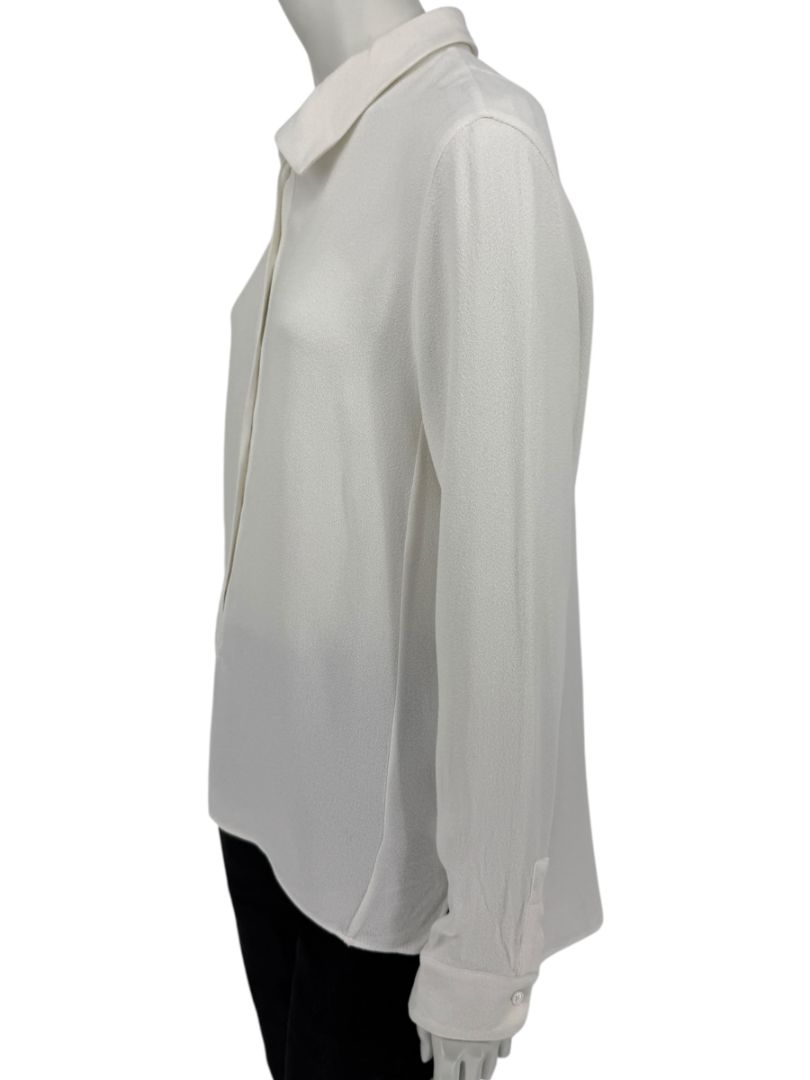 Akris Bergdorf Goodman White Textured Button-Front Blouse – Size 12