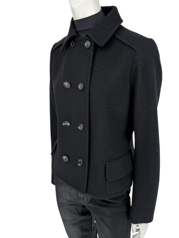 Lida Baday Black Wool Cropped Peacoat – Size 12
