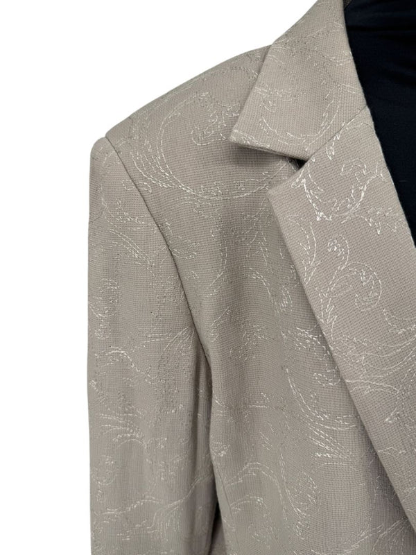 Oscar by Oscar de la Renta Taupe Embroidered Pantsuit – Size 14