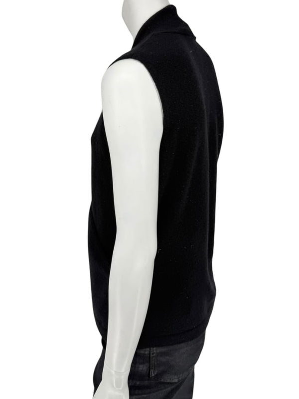 Linda Allard Ellen Tracy Black Wool Sleeveless Wrap Vest – Size L