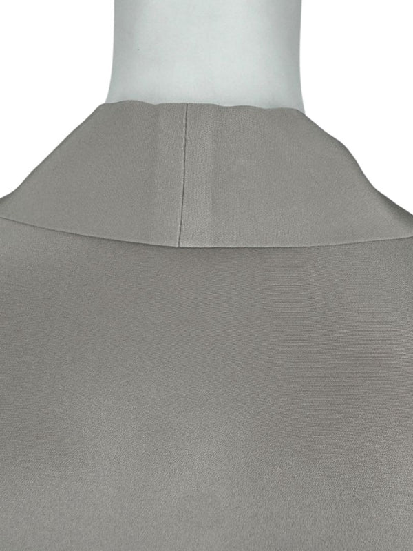 Peter Cohen Taupe-Grey Silk Button-Front Blouse with Soft Notched Collar – Size L