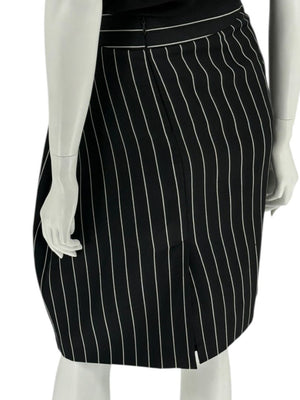Armani Collezioni Black Pinstripe Wool Skirt – Size 12