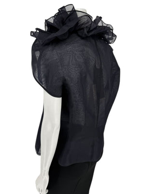 Féraud Paris Navy Silk Organza Ruffle Blouse – FR 44 - NWT