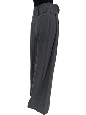 Armani Collezioni Gray High-Waisted Belted Wide-Leg Trousers – Size 10