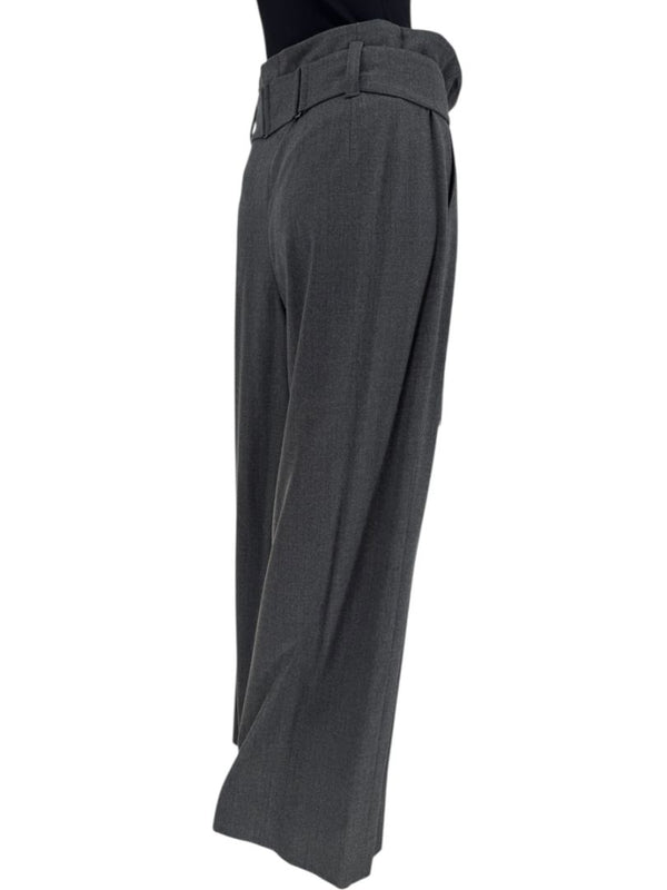 Armani Collezioni Gray High-Waisted Belted Wide-Leg Trousers – Size 10