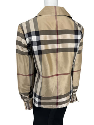 Burberry London Women’s Beige Nova Check Silk Blazer – Size XL