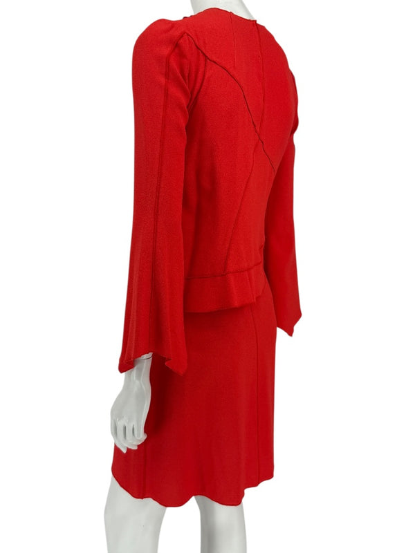 Proenza Schouler Women’s Red Acetate-Viscose Asymmetrical Wrap Dress with Tie Waist – Size 0