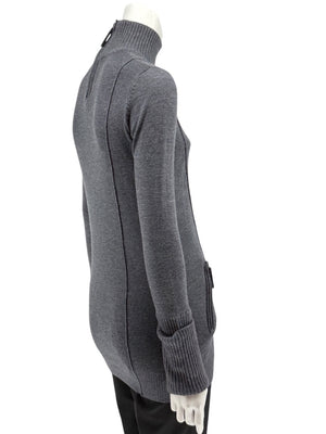 Burberry Sport Grey Wool Zip-Detail Turtleneck Sweater – Size: XS