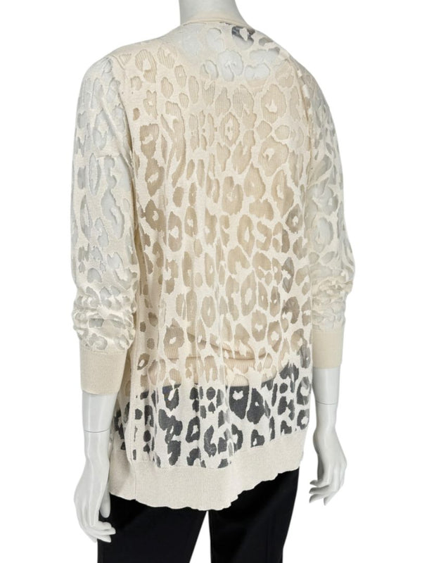 Magaschoni Ribbed Tank & Mesh Leopard Cardigan Twin Set – Size XL