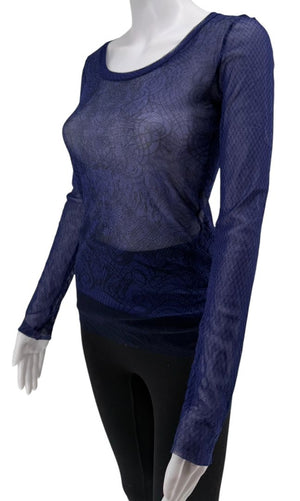 Jean Paul Gaultier Maille Femme Printed Mesh Top - Large