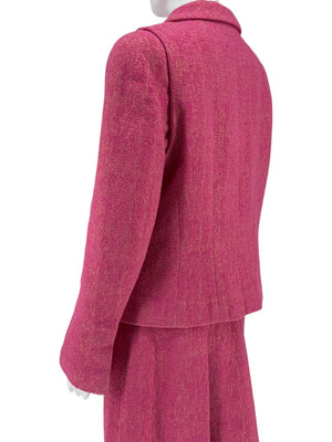 Chanel Pink and Gold Lurex Skirt Suit, Cruise 2001 - Size 44