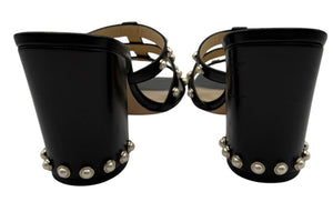 Jimmy Choo Hazal Faux Pearl Embellished Leather Sandals - Size 37