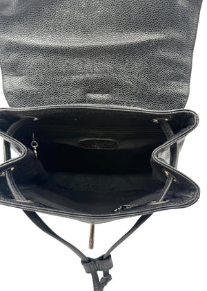 Chanel 1996-1997 Black Caviar Triple CC Backpack - Silver Hardware *RARE*